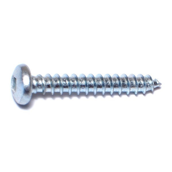 Midwest Fastener Sheet Metal Screw, #12 x 1-1/2 in, Zinc Plated Steel Pan Head Square Drive, 100 PK 08736